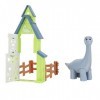 Dino Ranch- Dino Pack Action avec Brontosaure-4 pièces de clôture à Relier-Quatre Styles à Collectionner-Jouets pour Enfants 