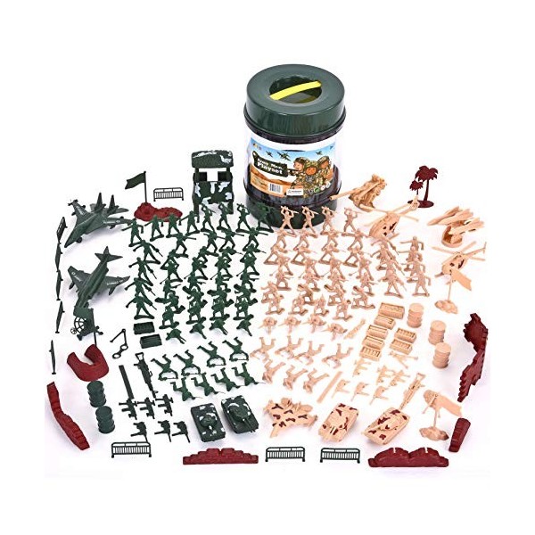 JOYIN 164 Pièce Ensemble de Jeu Soldat Militaire Homme Armé Jouer Bucket Figurines dAction Battle Group Ensemble de Jeu Mili