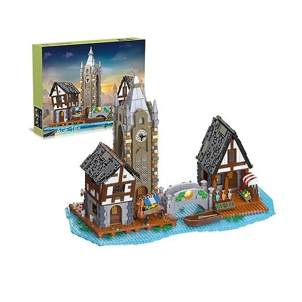 Kit de Maison Modular Médiéval Bistro avec Lumière, 2843+Pièces Blocs de Construction Compatibles avec Lego Architecture Crea