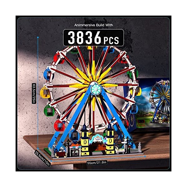 Mould King 11006 Grande roue télécommandée pour carnaval Ferris Wheel Blocs de construction avec éclairage et musique Grand p