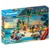 Playmobil Pirates 70962 Promo Pack Ilôt des Pirates, Île au trésor des Pirates avec Squelette et Canon pouvant Tirer, Jouet p