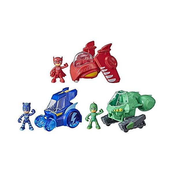 PJ Masks Jouet préscolaire Combiner Jet 3 en 1, Ensemble de Jouets avec 3 véhicules et 3 Figurines daction, Enfants à partir