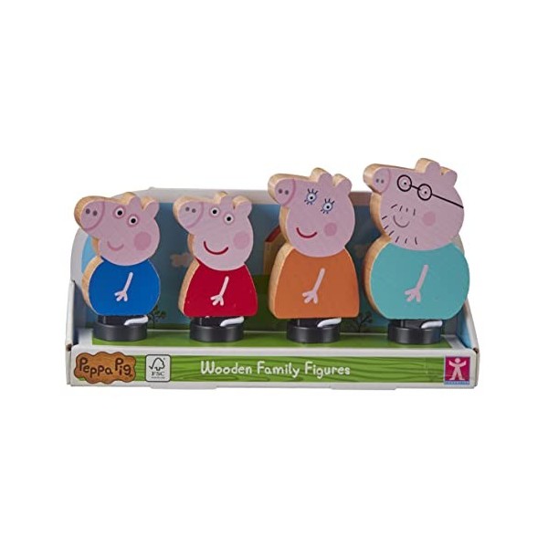 Peppa Pig Figurines familiales en Bois, Jeu imaginatif, Jouets préscolaires, Jouets certifiés FSC, Cadeaux pour Enfants de 2 