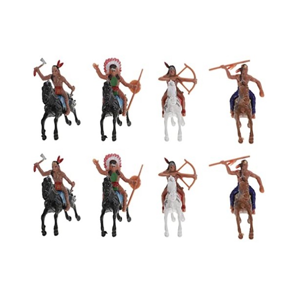 STOBOK Lot de 8 figurines indiennes en plastique - Chevaux - En plastique - Pour équitation