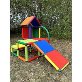 Move and stic Mila Cabane de jeu multicolore avec toboggan - Pour chambre denfant, salle de jeux ou jardin