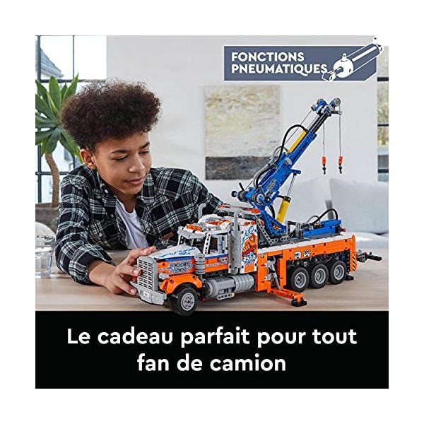 LEGO 42128 Technic Le Camion de Remorquage Lourd Camion Jouet avec Grue, Jouet de Construction pour Enfants