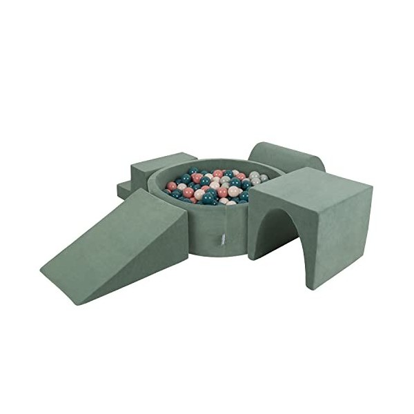 KiddyMoon Aire De Jeux En Mousse Pour Enfants, Élément Tonneau, Gris Clair