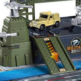 Ensemble de Base Militaire 46 pcs Ensemble de Jeu pour Hommes de larmée avec Accessoires de véhicules et Carte de Jeu,Mini J