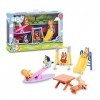 Bluey - Parc, Playset de Jeux avec 5 Personnages de la Série et Accessoires du Parc, Balançoire, Toboggan, balançoire et Tabl