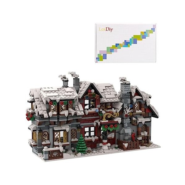 LAKIN Maisons dhiver, vue de la rue, blocs de construction, ensemble de modélisme, Noël, hiver, maisons de neige, blocs de c