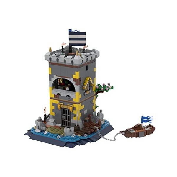 WangSiwe 958Pcs Pirate Ship And Wharf Building Set, Mmoc-85265 Medieval Pirate Fortress Building Blocks Moc Set Toys, Compati