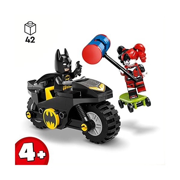 LEGO 76220 DC Batman Batman vs. Harley Quinn, Figurines et Jouet de Moto, avec Accessoire Batarang, Jouet Enfants, Garçons et