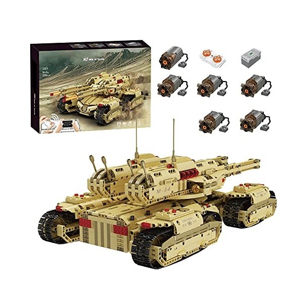 MayB Technic Char Militaire, Char Mammouth Jouet de Construction avec Moteur et Contrôle APP, Compatible avec Lego Technic, 3