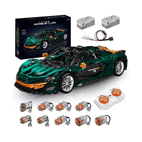 YESHIN 13091 1: 8 Technique Roadster Building, Grande télécommande Technique Racing avec 9 Moteurs, 3239 pièces MOC Car Clip 