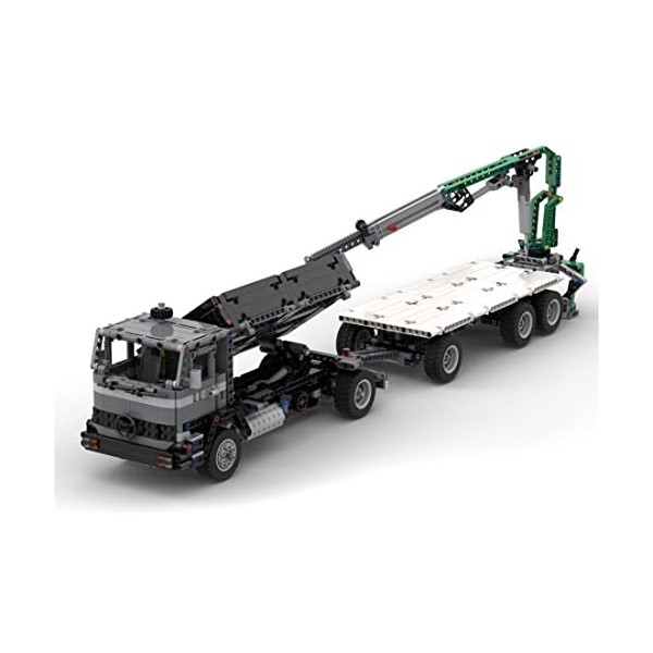 MERK Technique Crane Truck Logging Truck pour camion NG-1632 Titan Grand Custom Building Blocks, MOC Set – Compatible avec Le