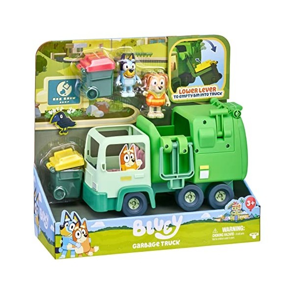 Bluey Set de Jeu Camion Poubelle avec Figurines articulées de 6,3 cm