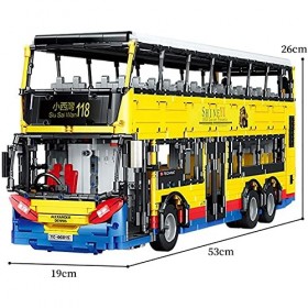 FYHCY Ensemble de Blocs de Construction Technique pour Bus RC, modèle de Bus à Deux étages télécommandé avec 4 Moteurs, Ensem