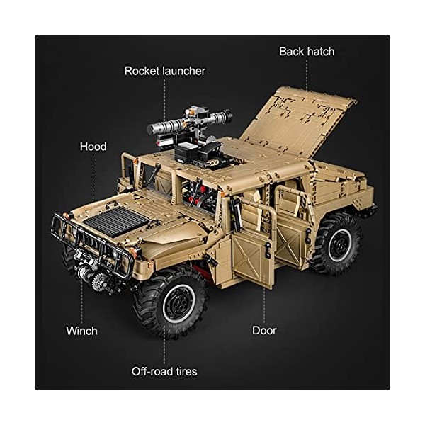 Sunery Technic Véhicule Tout Terrain Jeu de Construction, 1:8 Humvee H1 Off-Road Vehicle, 3935 Pièces Voiture Blocs de Constr