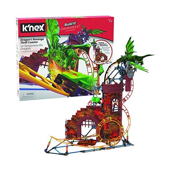 Knex Rides Dragons Revenge Thrill Roller Coaster Building Set Table Top Dragon Jeu Construction, 36189, Multicolore