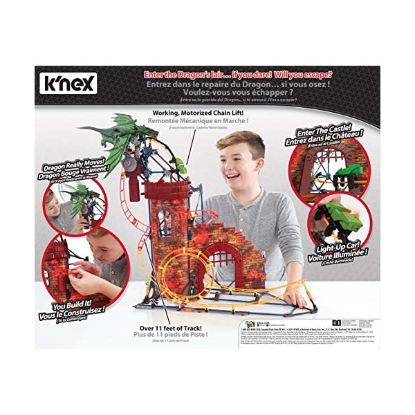 Knex Rides Dragons Revenge Thrill Roller Coaster Building Set Table Top Dragon Jeu Construction, 36189, Multicolore