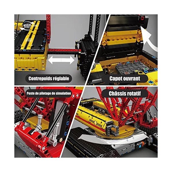 SDXFUWA 17015 Grue sur Chenilles, Assemblages de Blocs de Construction, contrôle APP/RC, pour Enfants de 14 +/Adulte 4,318 p