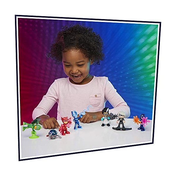 PJ Masks Robot Ensemble héros et méchants-7 Figurines daction avec 10 Accessoires-À partir de 3 Ans, F2096FF2, Multicolore