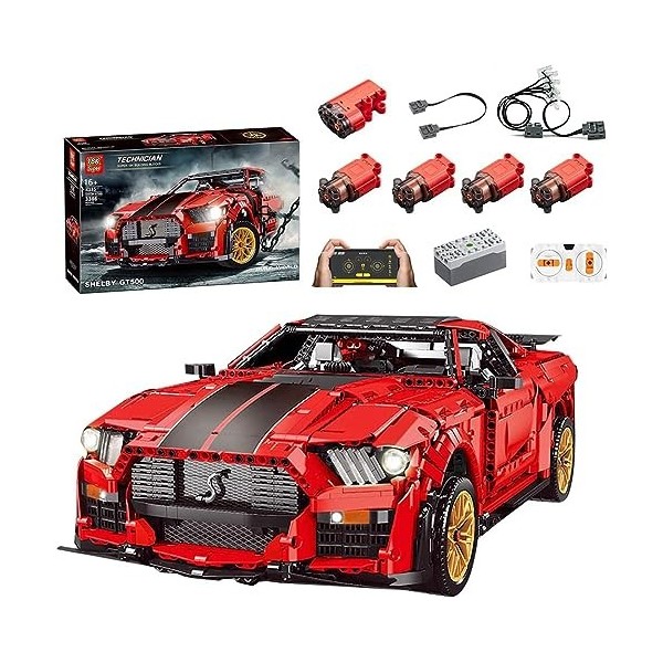 Auspcers Technic Voiture de Sport Jeu de Construction, 3386 Pièces Shelby GT500 2.4Ghz/APP Télécommande avec Moteur, Voiture 