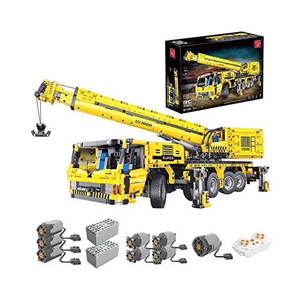 KAML Technic Grue Camion Blocs de Construction, 2.4Ghz/APP RC Électrique Grue Télécommandé avec et Moteur, Jeu de Constructio