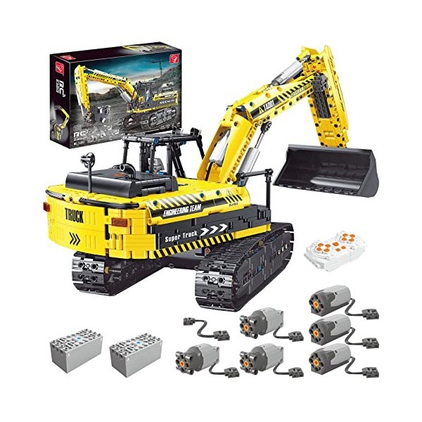 KAML Technic Grue Camion Blocs de Construction, 2.4Ghz/APP RC Électrique Grue Télécommandé avec et Moteur, Jeu de Constructio