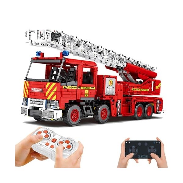 Bloc de construction de camion pompiers technologie, 3266 pièces MOC Clamp Construction voiture jouet, 2,4 GHz/app RC modèle 