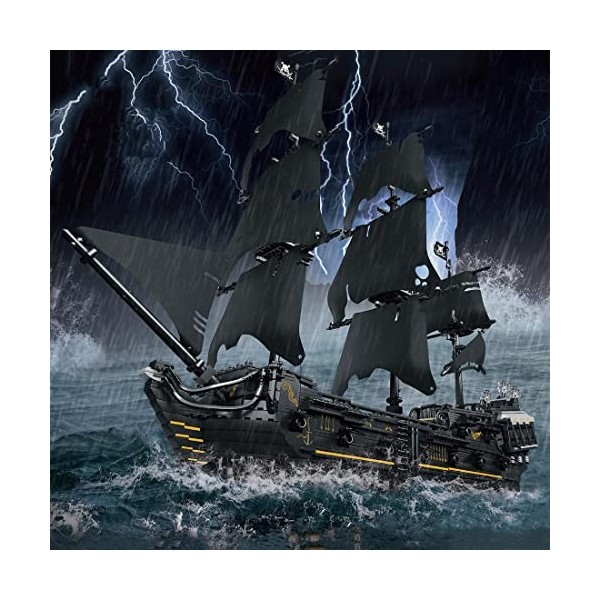 LAKIN Modèle de bateau pirate - Briques de construction MOC - Bateau pirate noir perle - 13111 - Kit de construction de voili