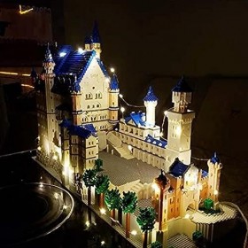 Nouveau Kit De Construction De Château en Pierre De Cygne avec Lumière, Ensemble De Construction Darchitecture De Mini Blocs