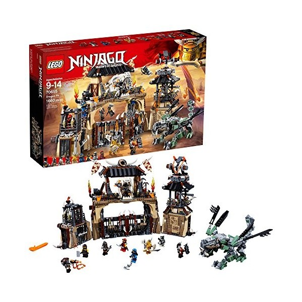 LEGO NINJAGO Masters of Spinjitzu: Dragon Pit 70655 Ninja Toy Building Kit with Green Dragon Model, Ninja Action Battle Plays