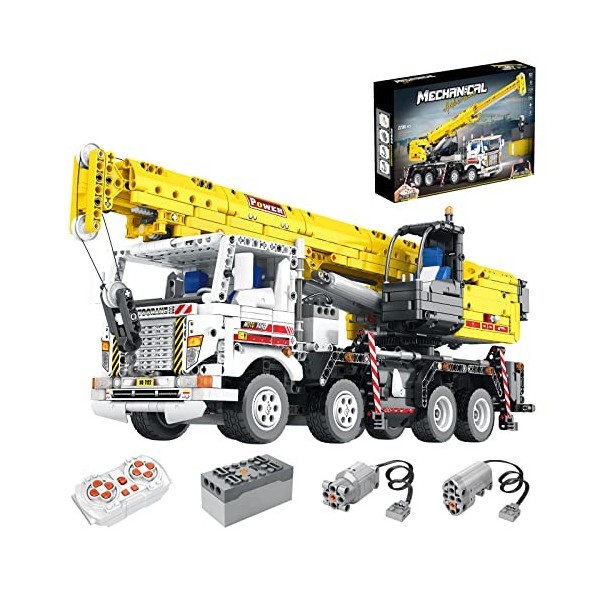 YANYUESHOP Kit de Construction de Grue Technic - 1205 véhicules de Construction de grues sur chenilles télécommandées avec Mo