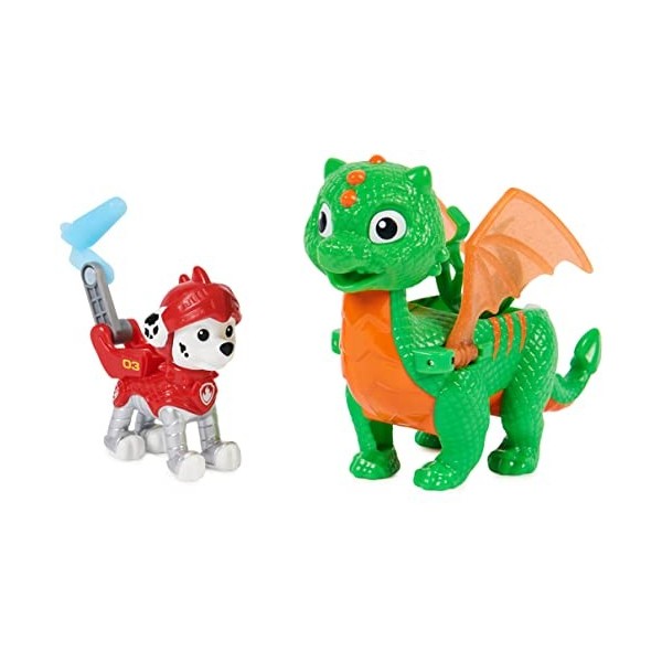 PAW PATROL, Ensemble de Figurines daction de Marshall et Dragon Jade de Rescue Knights - Jouets pour Enfants à partir de 3 A