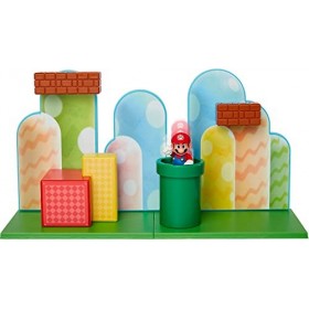 Jakks Pacific Super Mario Playset Plaine des Chênes avec Une Figurine 6 cm Incluse