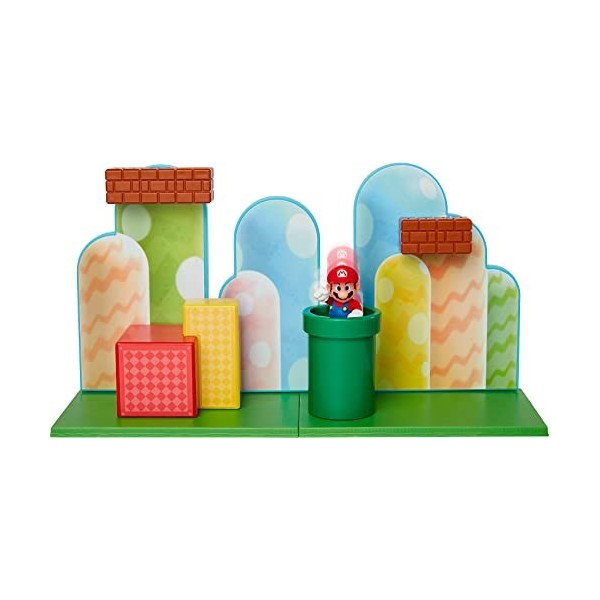 Jakks Pacific Super Mario Playset Plaine des Chênes avec Une Figurine 6 cm Incluse