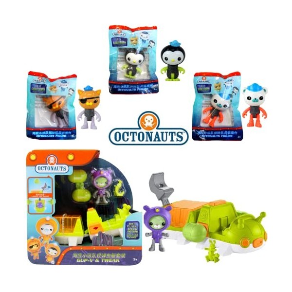 Toptoys2u Bargain Bundles Ensemble de Jeu Gup V & Tweak et 3 Figurines articulées Qui Brillent dans Le Noir, Multicolore