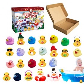 Calendrier De LAvent De Noël 2023 | 24 Canards En Caoutchouc Jouets Jouets De Bain De Canard En Caoutchouc 24 Jours Calendri