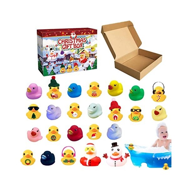 Calendrier De LAvent De Noël 2023 | 24 Canards En Caoutchouc Jouets Jouets De Bain De Canard En Caoutchouc 24 Jours Calendri