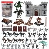 deAO Set de Jeux de Guerres Anciennes avec 76 Accessoires - Un château, des Soldats, Bouclier, Un Mirador, Un Dragon Volant e