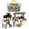 GreenKidz DINOBROS Horse Stable Playset Jouets pour garçons et Filles âgés de 3 Ans et Plus Comprend 8 Chevaux et Accessoires