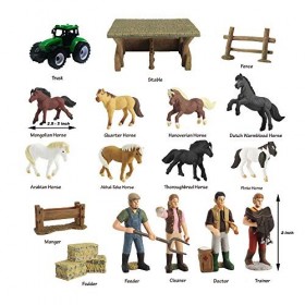 GreenKidz DINOBROS Horse Stable Playset Jouets pour garçons et Filles âgés de 3 Ans et Plus Comprend 8 Chevaux et Accessoires