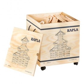 KAPLA Pack 1000 planchettes Nature dans Un Coffre en Bois, Jouet en Bois, Jeu de Construction, dès 2 Ans
