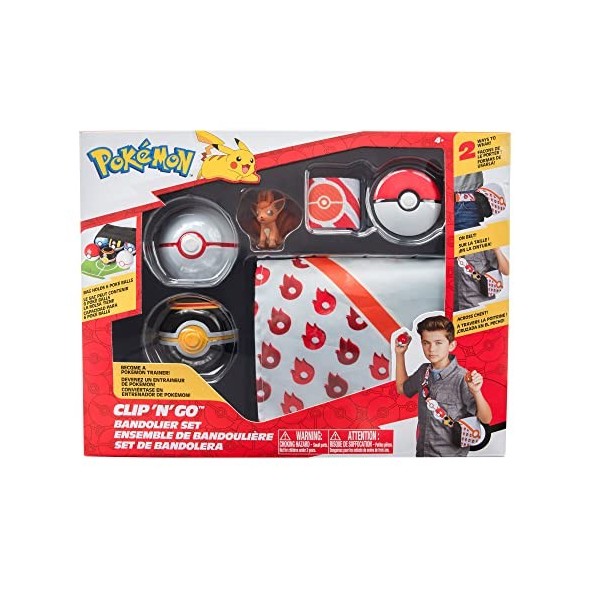 Pokèmon PKW2713 Clip N GO Bandolier Ensemble Comprenant Une Figurine de Combat Vulpix de 5,1 cm avec des Accessoires de Bal