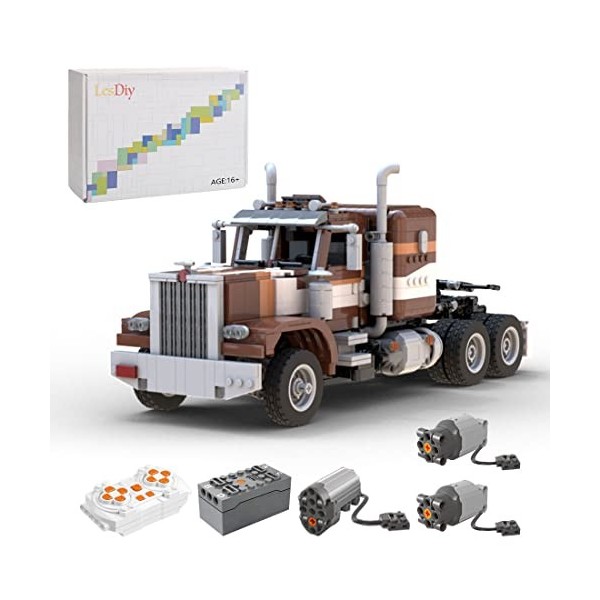 WUBA Lot de 1542 blocs de construction semi-remorques - Modèle de camion Tech classique avec suspension fonctionnelle et cabi