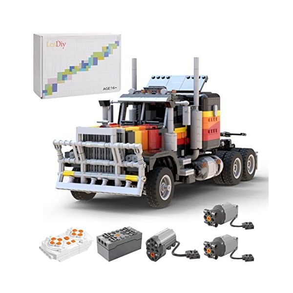 WUBA Lot de 1542 blocs de construction semi-remorques - Modèle de camion Tech classique avec suspension fonctionnelle et cabi