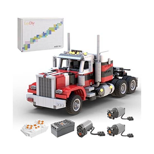 WUBA Lot de 1542 blocs de construction semi-remorques - Modèle de camion Tech classique avec suspension fonctionnelle et cabi