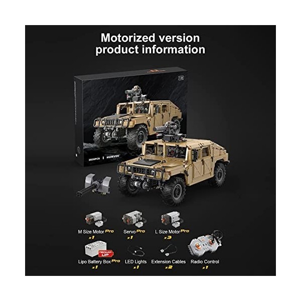 Ensemble Construction Tout-Terrain pour Humvee H1, Kit Modèle Véhicule Tout-Terrain Master C61036w Hummer Compatible avec Leg