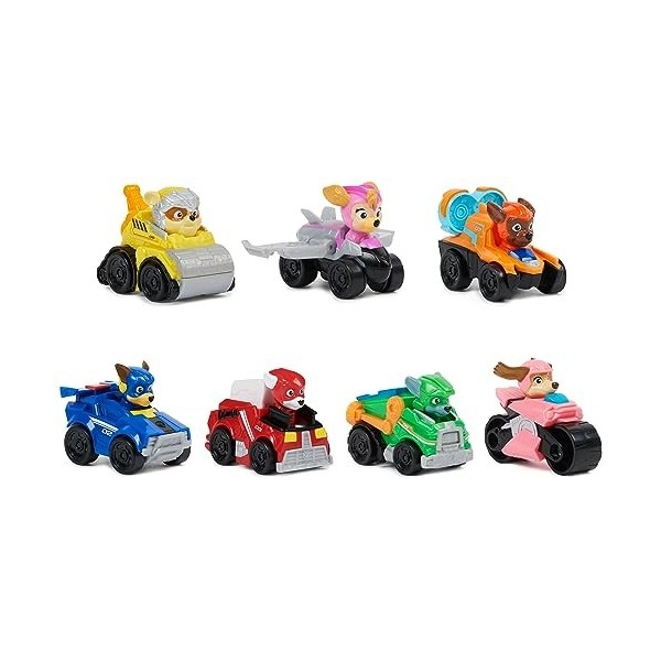 PAT PATROUILLE LA SUPER PATROUILLE LE FILM - Pack de 7 Racers Pup Squad La Pat Patrouille The Mighty Movie - Voiture Figurine